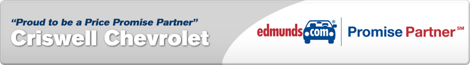 Edmunds price promise banner at Criswell Chevrolet GMC of Gaithersburg