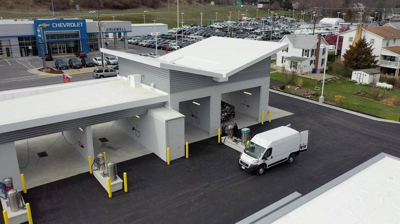 eagle view of criswell carwash and dealership